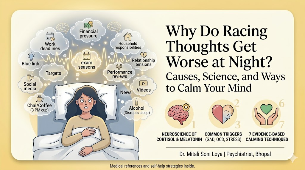 Why Do Racing Thoughts Get Worse at Night? Causes, Science and Ways to Calm Your Mind